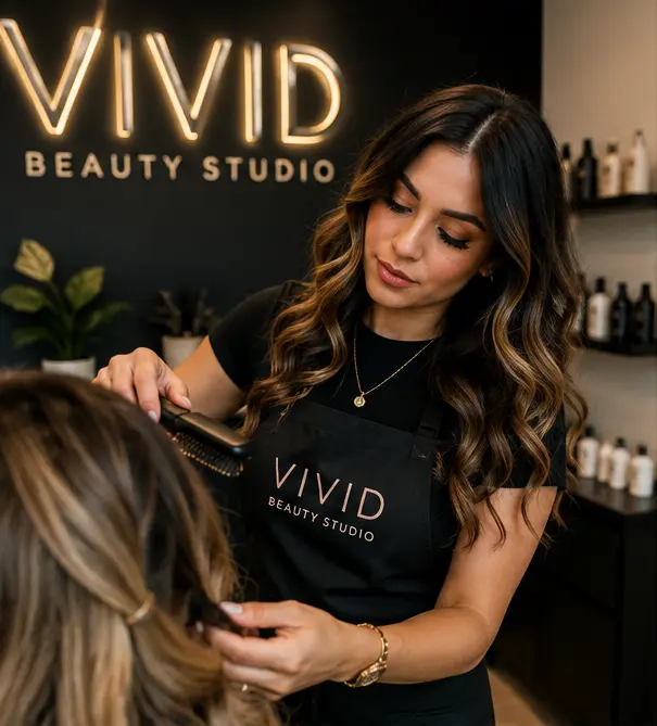 VIVID stylist creating dimensional waves for a client