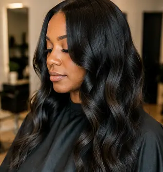 Long dark glossy waves