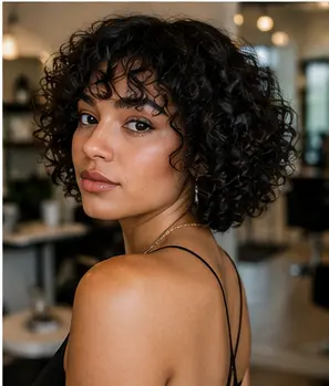 Short natural curls with soft definition